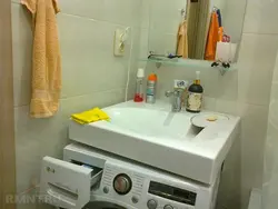 Socket in the bathroom for the washing machine photo