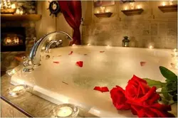 Photo Bath With Foam And Candles Photo