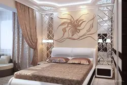 Panel on the wall in the bedroom above the bed photo
