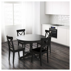 White table and black chairs for the kitchen photo