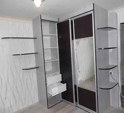 Wardrobe with side shelves in the bedroom photo