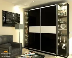 Wardrobe with side shelves in the bedroom photo