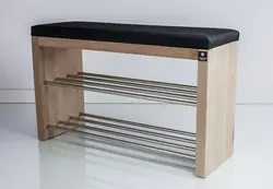 DIY shoe rack in the hallway with a seat photo