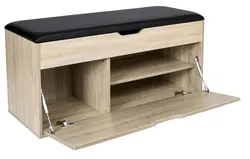 Dəhlizdə oturacaq şəkli olan DIY ayaqqabı rafı