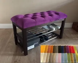 O'rindiqli fotosurat bilan koridorda DIY poyabzal rafi