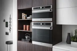 Pencil case with oven and microwave in the kitchen photo
