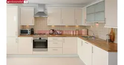 Ошхона яхмос бо countertop чӯбӣ ва акс пешдоман