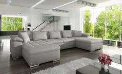 Large sofas in the living room with a sleeping place photo