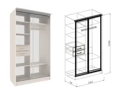 Two-door wardrobe in the hallway with a mirror photo