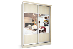 Two-door wardrobe in the hallway with a mirror photo