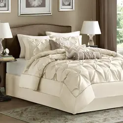 Bedspread with flowers for the bed in the bedroom photo