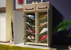 Wardrobe in the hallway with shelves for shoes photo