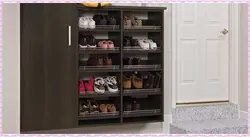 Wardrobe in the hallway with shelves for shoes photo