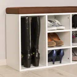 Wardrobe in the hallway with shelves for shoes photo