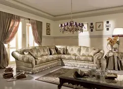 Кутняя Канапа Ў Гасціную Ў Класічным Стылі Фота