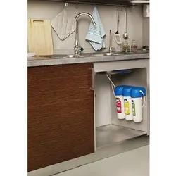 Mətbəxdə lavabo şəkli üçün su filtri