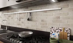 Фартук для кухни из плитки кирпичиком белым фото