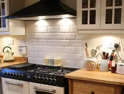 Фартук Для Кухни Из Плитки Кирпичиком Белым Фото