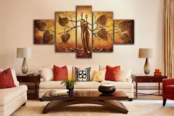 Modular paintings in the interior photo in the living room photo