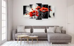 Modular paintings in the interior photo in the living room photo