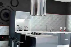 Фартук для кухни фото из плитки черно белый
