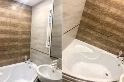 Плітка пад ламінат у ваннай фота на сцяне