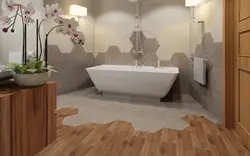 Tiles under laminate in the bathroom photo on the wall