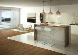 Tiles for laminate in the interior photo in the kitchen