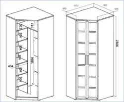 Corner wardrobe for the bedroom photo with dimensions