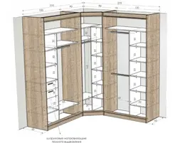Corner wardrobe for the bedroom photo with dimensions