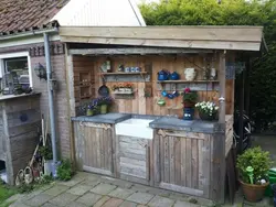 Сынық материалдардан елдегі DIY ас үйі фото