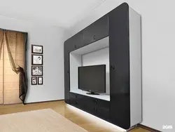 Televizor fotosurati uchun joy bilan yashash xonasi uchun mebel devori