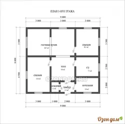 One-story house 9 by 9 with two bedrooms photo