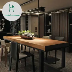Mətbəx fotoşəkili üçün loft üslubunda masa və stullar