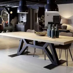 Table and chairs in loft style for the kitchen photo