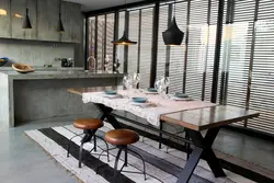 Table and chairs in loft style for the kitchen photo
