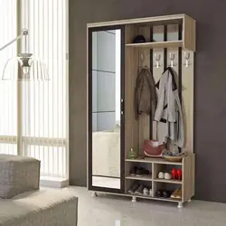 Sliding Wardrobes In The Hallway With A Mirror And Shoe Rack Inexpensive Photo