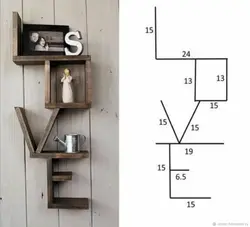 Ағаш фотосуреттер мен сызбалардан жасалған DIY ас үй сөресі