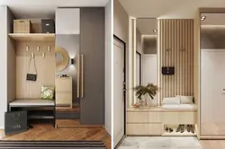 Hallway in a modern style with a wardrobe and a soft seat photo