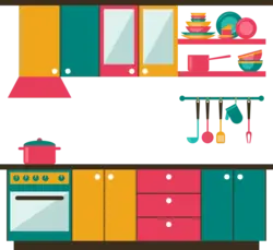 Kitchen interior vector