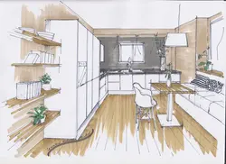 Kitchen interior sketches