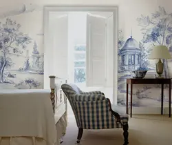 Gzhel in the living room interior