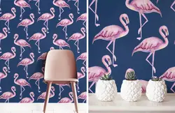 Flamingo in the bathroom interior