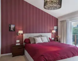 Gray burgundy bedroom interior