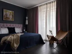 Сұр бургундия жатын бөлмесінің интерьері
