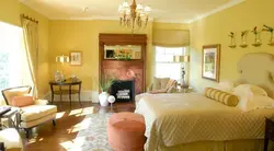 Ocher in the bedroom interior