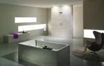Steel bathtub in the interior