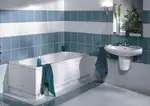 Steel bathtub in the interior