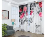 Photo curtains in the bedroom interior