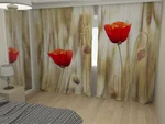 Фотошторы в интерьере спальни